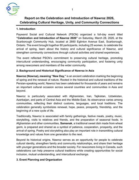 Nawroz 2026 celebration report - first page preview